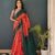 SAREE-PURE COTTON JAIPUR BLOCK PRINT SAREES WITH UNSTITCHED BLOUSE PICE-Colour- Red And Green