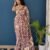 SAREE-PURE COTTON JAIPUR BLOCK PRINT SAREES WITH UNSTITCHED BLOUSE PICE-Colour-Pink and Cream