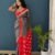 SAREE-PURE COTTON JAIPUR BLOCK PRINT SAREES WITH UNSTITCHED BLOUSE PICE-Colour- Red