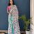 SAREE-PURE COTTON JAIPUR BLOCK PRINT SAREES WITH UNSTITCHED BLOUSE PICE-Colour-White