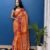 SAREE-PURE COTTON JAIPUR BLOCK PRINT SAREES WITH UNSTITCHED BLOUSE PICE-Colour-Orange and Red