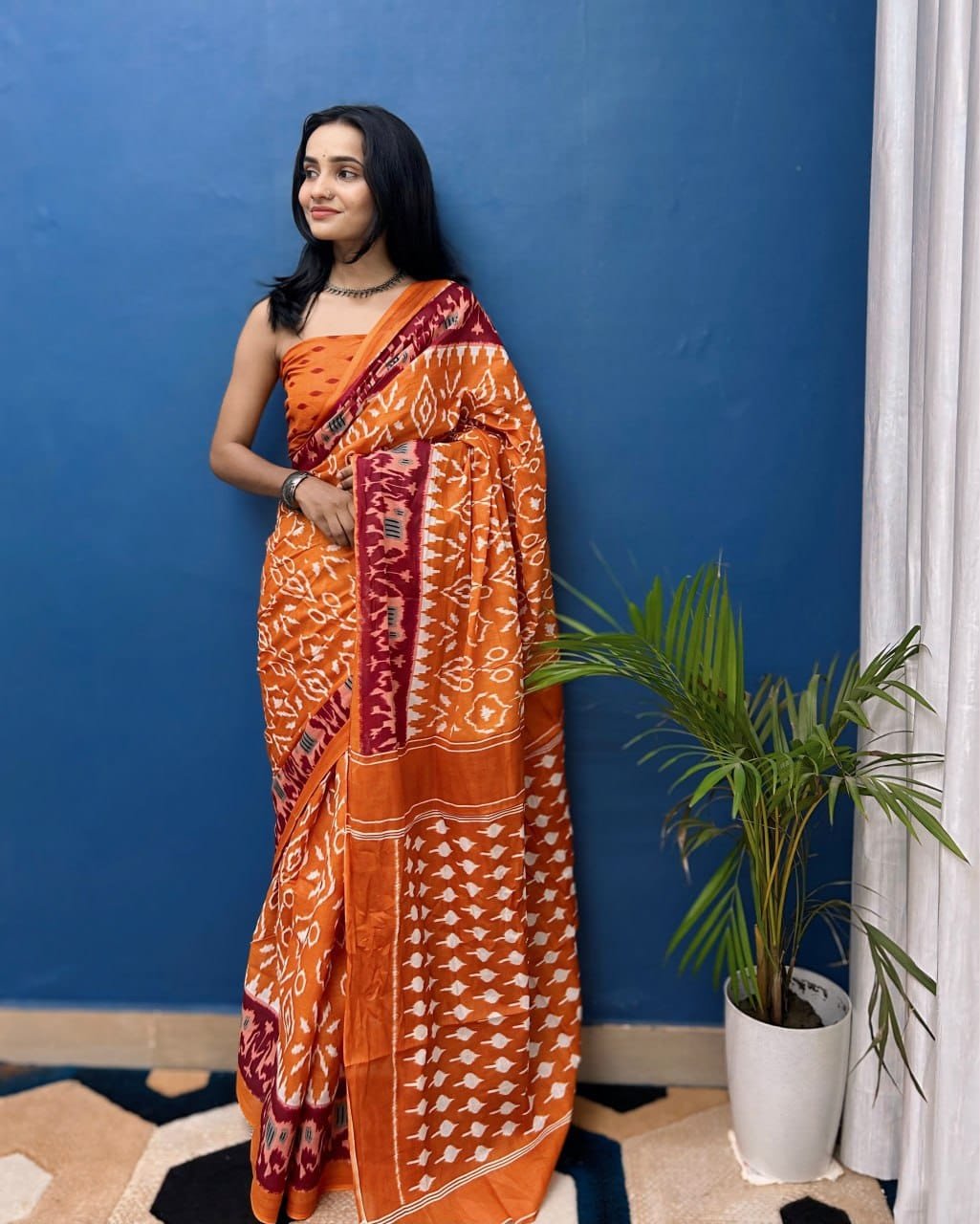 WhatsApp Image 2024-12-09 at 14.59.04_82f96dae SAREE-PURE COTTON JAIPUR BLOCK PRINT SAREES WITH UNSTITCHED BLOUSE PICE-Colour-Orange and Red