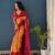 SAREE-PURE COTTON JAIPUR BLOCK PRINT SAREES WITH UNSTITCHED BLOUSE PICE-Colour-Orange and Red