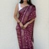 Saree- Pure Candy Cotton silk with Jaquard Border Bandhej Saree-Colour-Maroon