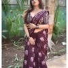 SAREE-PURE COTTON FANCY TRANDING OFFICE WEAR JAIPUR BLOCK PRINT SAREE WITH BLOUSE PICE-COLOUR-MAROON