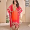 Kaftan With Tulip Hand Mirror Work And Hand Embellished Gota Patti Work – Colour-Pink