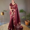 SAREE- BANARASI SOFT SILK SAREE WITH BEAUTIFUL ZARI WORK COLOUR-MAROON