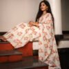 SAREE-BANARASI SILK SAREE-COLOUR-OFF WHITE WITH A FLORAL PRINT
