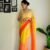 SAREE- VERY SOFT GEORGETTE CUT WORK SAREE WITH BLOUSE AND MULTI EMBROIDERY & SEQUINS WORK BLOUSE -COLOUR-YELLOW AND ORANGE