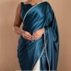 SAREE-HALF N HALF SATIN SAREE WITH BEAUTIFUL MOTI LACE BORDER COLOUR-BLUE