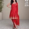 Kurti-Kurti And Dhoti With Net Dupatta Real Premium Silk Fabrics-Colour- Red