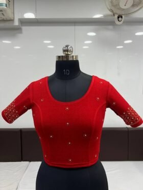Blouse- Ready to Wear Stretchable Blouse-Cotton Lycra Fabrics Blouse-Colour- Red