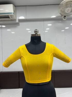 Blouse- Ready to Wear Stretchable Blouse-Cotton Lycra Fabrics Blouse-Colour-yellow