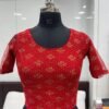 BLOUSE- READY TO WEAR STRETCHABLE CRUSH WITH FOIL PRINT BLOUSE -COLOUR-RED