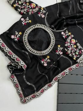 Saree- Emroidery Work Saree-Colour-Black