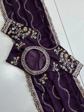 Saree- Emroidery Work Saree-Colour-Purple