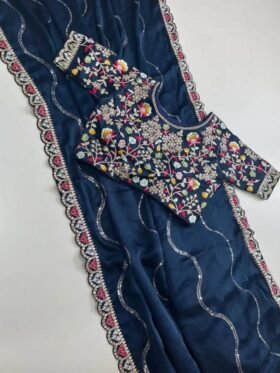 Saree- Emroidery Work Saree-Colour-Blue