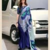 Saree-Japan Satin Silk Saree Digital Print-Colour-Blue And Gray