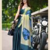 Saree-Japan Satin Silk Saree Digital Print-Colour-Green