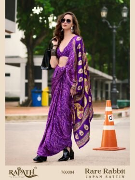 Saree-Japan Satin Silk Saree Digital Print-Colour-Purple