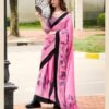 Saree-Japan Satin Silk Saree Digital Print-Colour-Pink