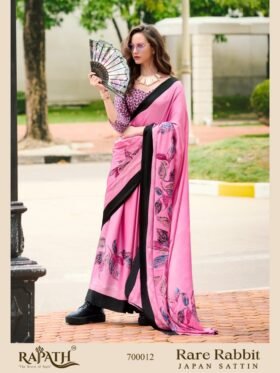 Saree-Japan Satin Silk Saree Digital Print-Colour-Pink