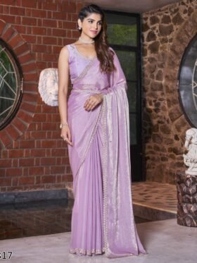 Saree- Party Wear Designer Unstitch Saree With Blouse Satin Silk Fabric- Hand Work Heavy Jaquard Blouses