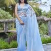 Saree- Party Wear Designer Unstitch Saree With Blouse