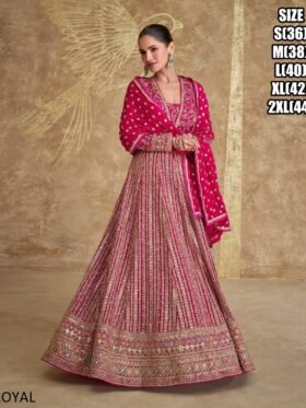 Gown-Gown Real Georgette Fabrics Full Heavy Look Embroidered Dresses With Embroidered Dupatta