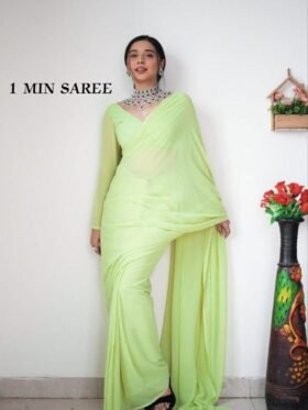 Saree- Blooming Georgette Saree 1 Min Ready Wear Saree