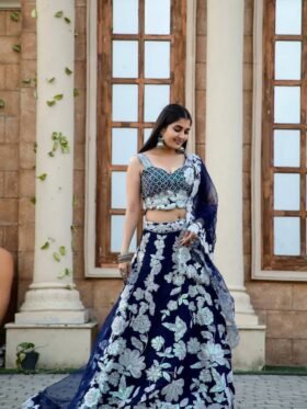 Lehenga Choli- Faux Georgette Fabrics Embroidery Sequins Work with Cancan & Canvas Patta Lehenga