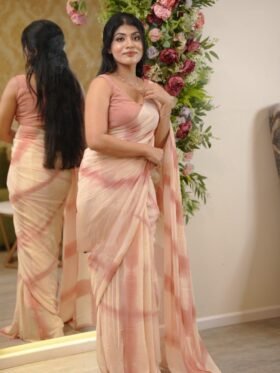 Saree- Soft Georgette With Digital Print Saree & Unstitched Blouse Pallu Fumka Stichecd Saree