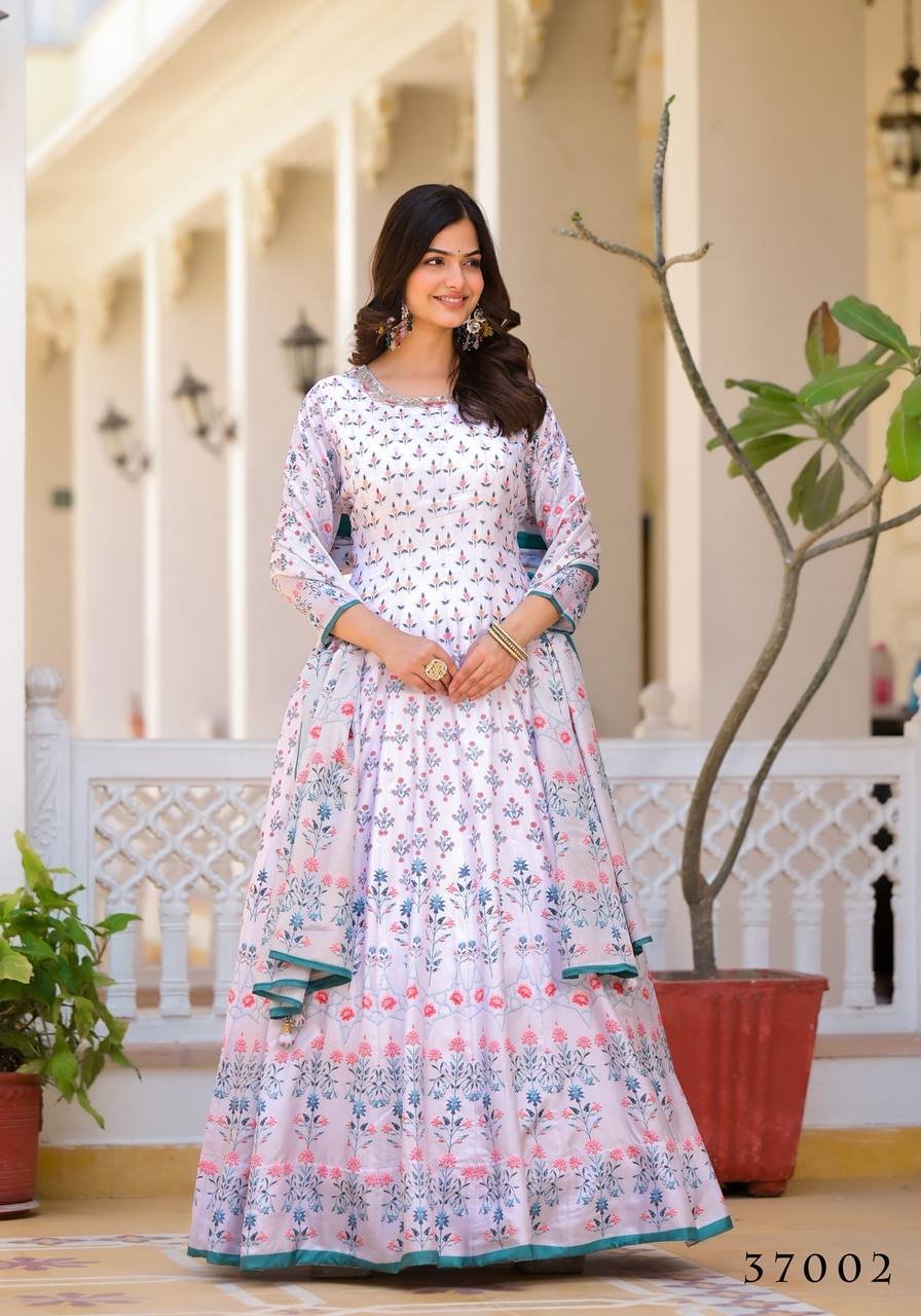 WhatsApp Image 2024-12-24 at 11.29.35 AM (1) Gown- Heavy Dola Silk Fabrics Gown With Digital Printed And Hand Work In Neck Line Gown And Haevy Chinnon Dupatta