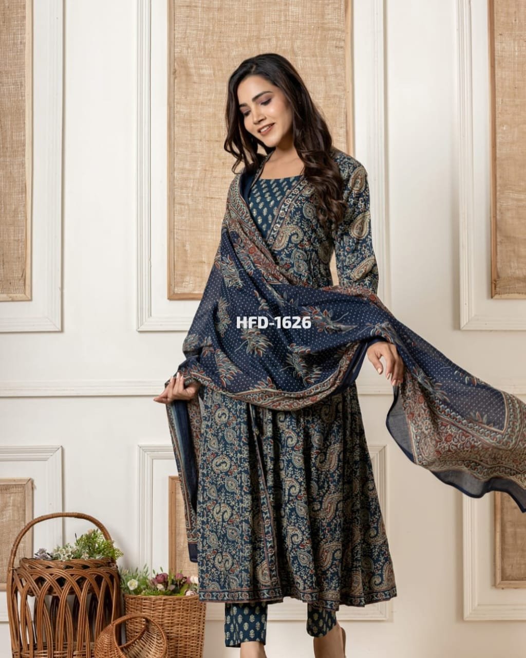 WhatsApp Image 2024-12-24 at 12.31.04 PM Kurti Plazzo With Dupatta- COTTON PRINT HAND WORK ANARKALI KURTI PANT MALMAL DUPATTA