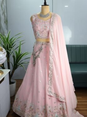 Lehenga Choli- Faux Georgette with Sequence Zari Work Lehenga And Sequence Zari Thread Embroidery Thread Work
