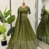 Lehenga Choli-Faux Georgette And Thread Sequence Work Lehenga
