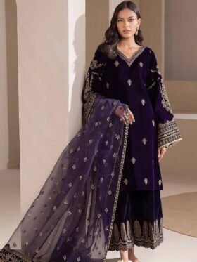 Kurti and Plazzo With Dupatta- Sequence embroidery with beautiful Samosa lace work, adding sophistication and charm Kurti With Organza with velvet sequence embroidered work Dupatta