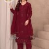 Kurti And Pant With Dupatta-: Faux Georgette with embroidery sequence design work Kurti With : Faux Georgette with embroidery sequence design work Dupatta