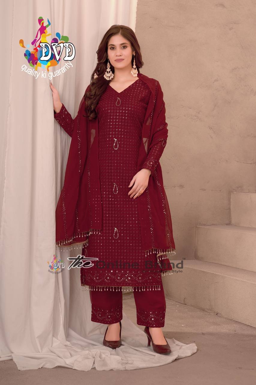 WhatsApp Image 2024-12-26 at 12.18.54 PM Kurti And Pant With Dupatta-: Faux Georgette with embroidery sequence design work Kurti With : Faux Georgette with embroidery sequence design work Dupatta