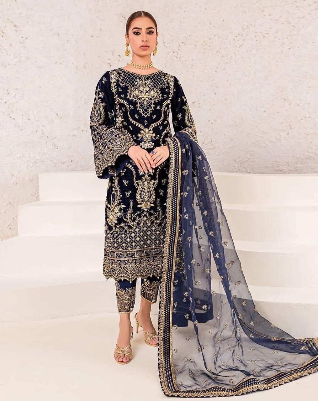 WhatsApp Image 2024-12-26 at 12.33.24 PM (1) Kurti Pant And Dupatta- Fancy Heavy Embroidery and Sequence Work with Moti Lace Border Kurti With Heavy Butterfly Net Dupatta