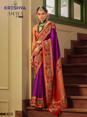 SAREE- Super Banarasi P.V.Silk With Jacquard Weaving Butti Heavy Menakari Border And Pallu With Brocade Blouse Soft Finish Saree