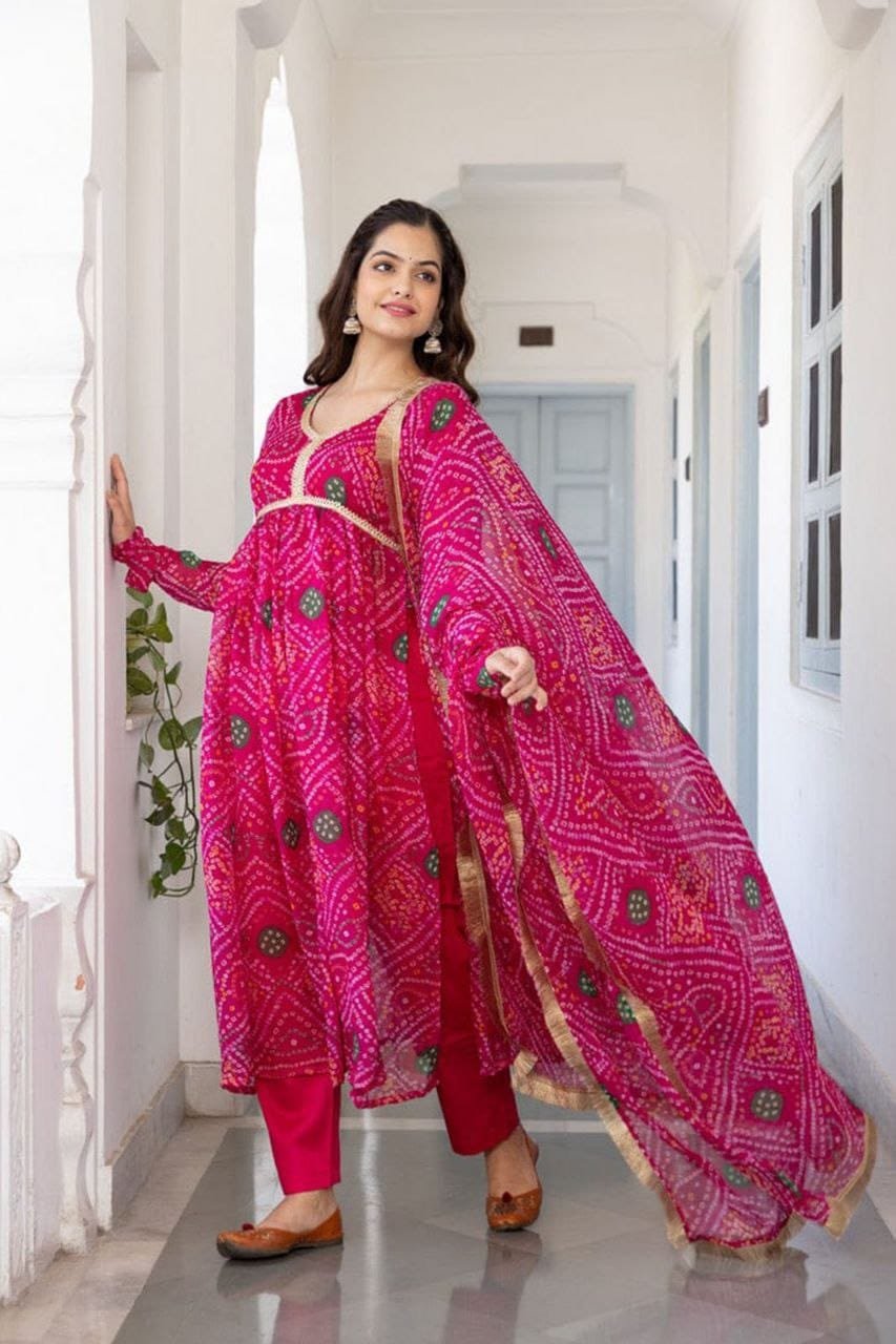 WhatsApp Image 2024-12-27 at 12.02.07 PM Kurti And Pant With Dupatta- Heavy Delta Silk Fabrics Kurti With Bandhani Print Dupatta