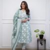 Kurti Pant With Dupatta- V Neck Cotton Fabrics Kurti With Digital Print Dupatta