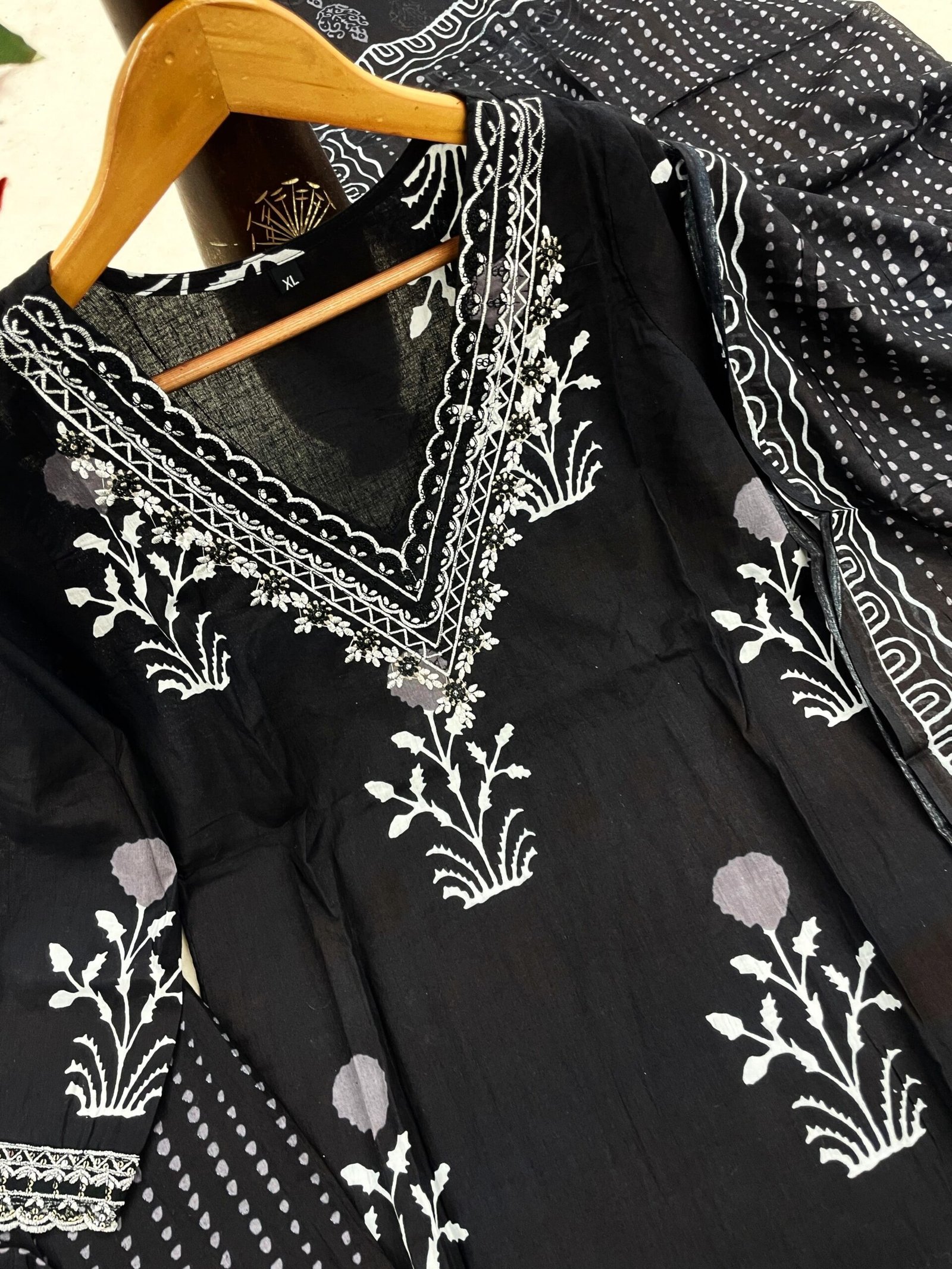 kurta set with new style in saganeri block print SIZE-M,L,XL,XXL,3XL -5