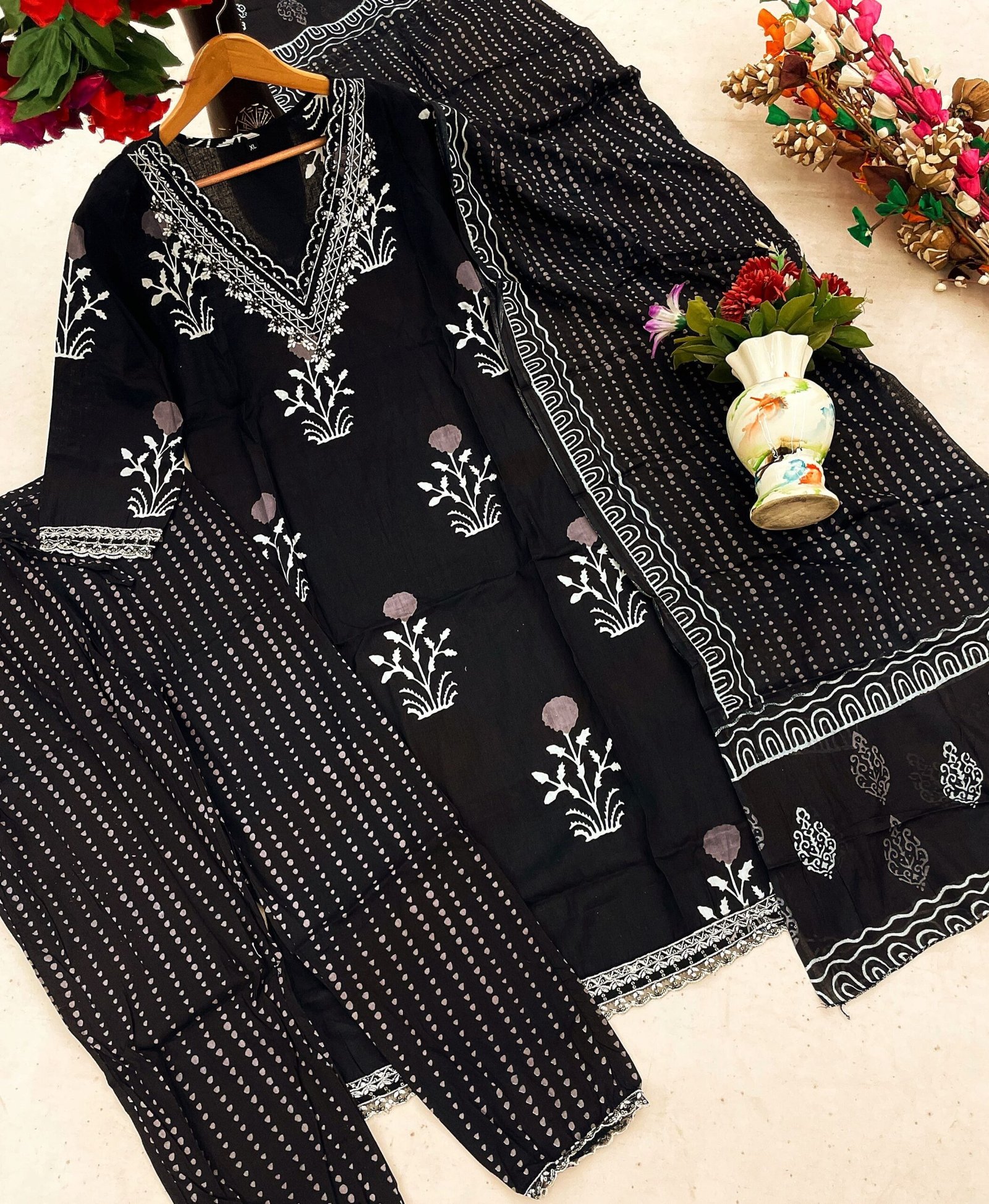 kurta set with new style in saganeri block print SIZE-M,L,XL,XXL,3XL -6