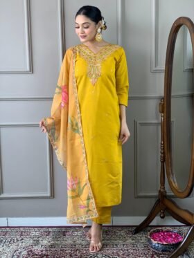 kurti duptta and bottom set Size -S M L XL XXL Colour-Yellow