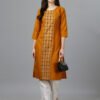 Straight Kurti- Cotton Magic Slub Fabrics With Embroidery Work Straight Kurti