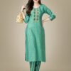 Kurti And Pant Set-Fully Stiched Heavy Rayon Fabrics And Embroidery Work Kurti and Pant Set