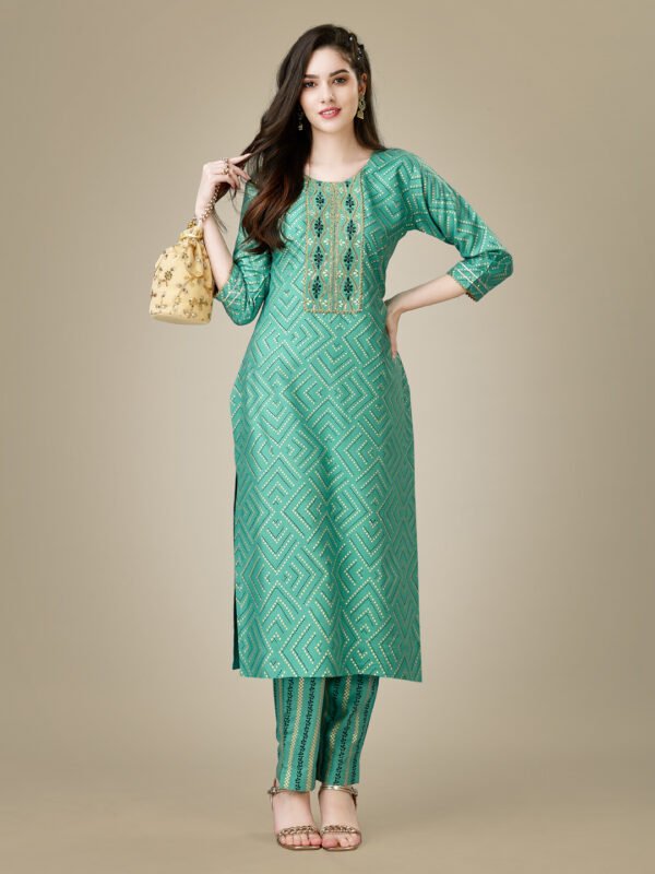 Kurti And Pant Set-Fully Stiched Heavy Rayon Fabrics And Embroidery Work Kurti and Pant Set