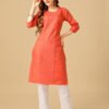 Kurti And Pant Set- Fully Stiched Cotton Magic Slub Fabrics with Embroidery & Sequence Work Kurti and Pant Set